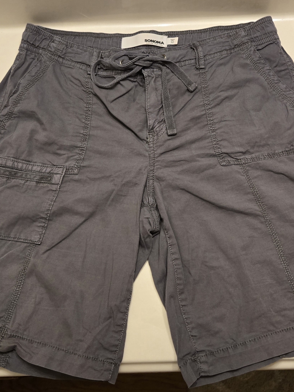 Sonoma Gray Drawstring Cargo Bermuda Shorts